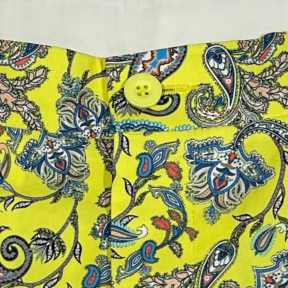 Hreski Mens Golf Shorts 40 Paisley Yellow Multi Color Loud Performance Stretch